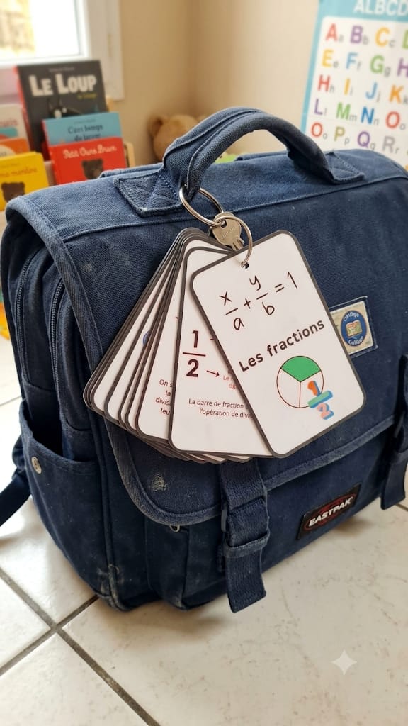 Trousseau de fiches pédagogiques sur les fractions avec schémas visuels numérateur dénominateur méthode pas à pas fiches plastifiées